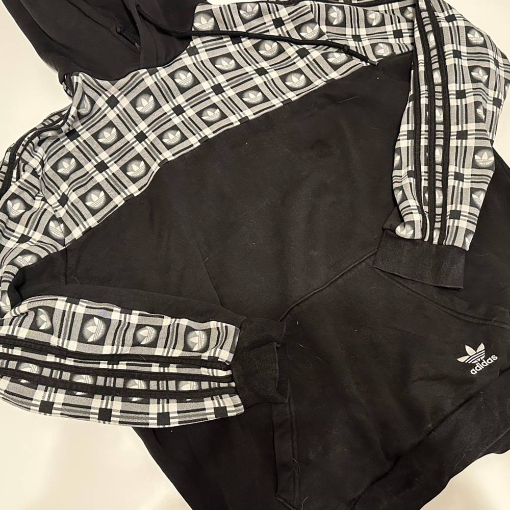 Adidas Originals‎ Trefoil Black & White Pull Over Hoodie Size Medium
